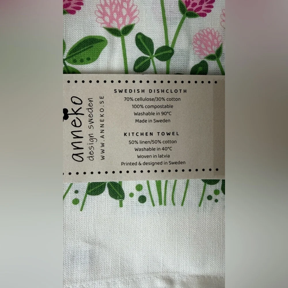Pink Clover & Green Leaf Kitchen Cloth towel